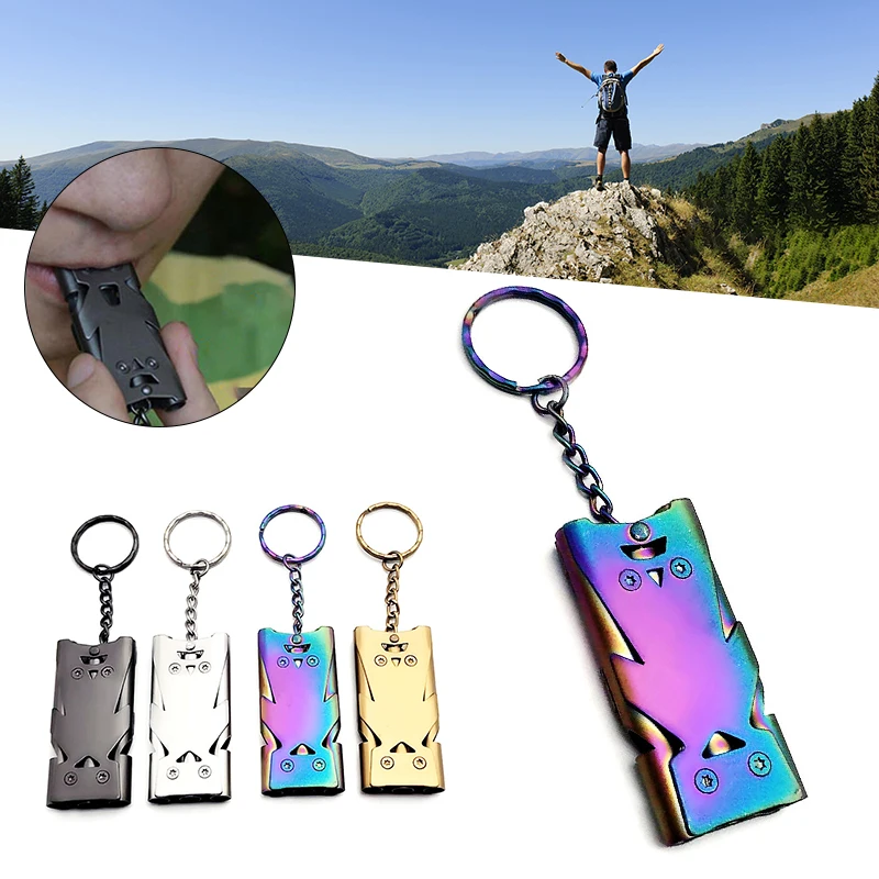 1 Pcs Double Pipe Whistle Pendant Keychain High Decibel Outdoor Survival Emergency Whistle Camping Tool Multifunction Whistle