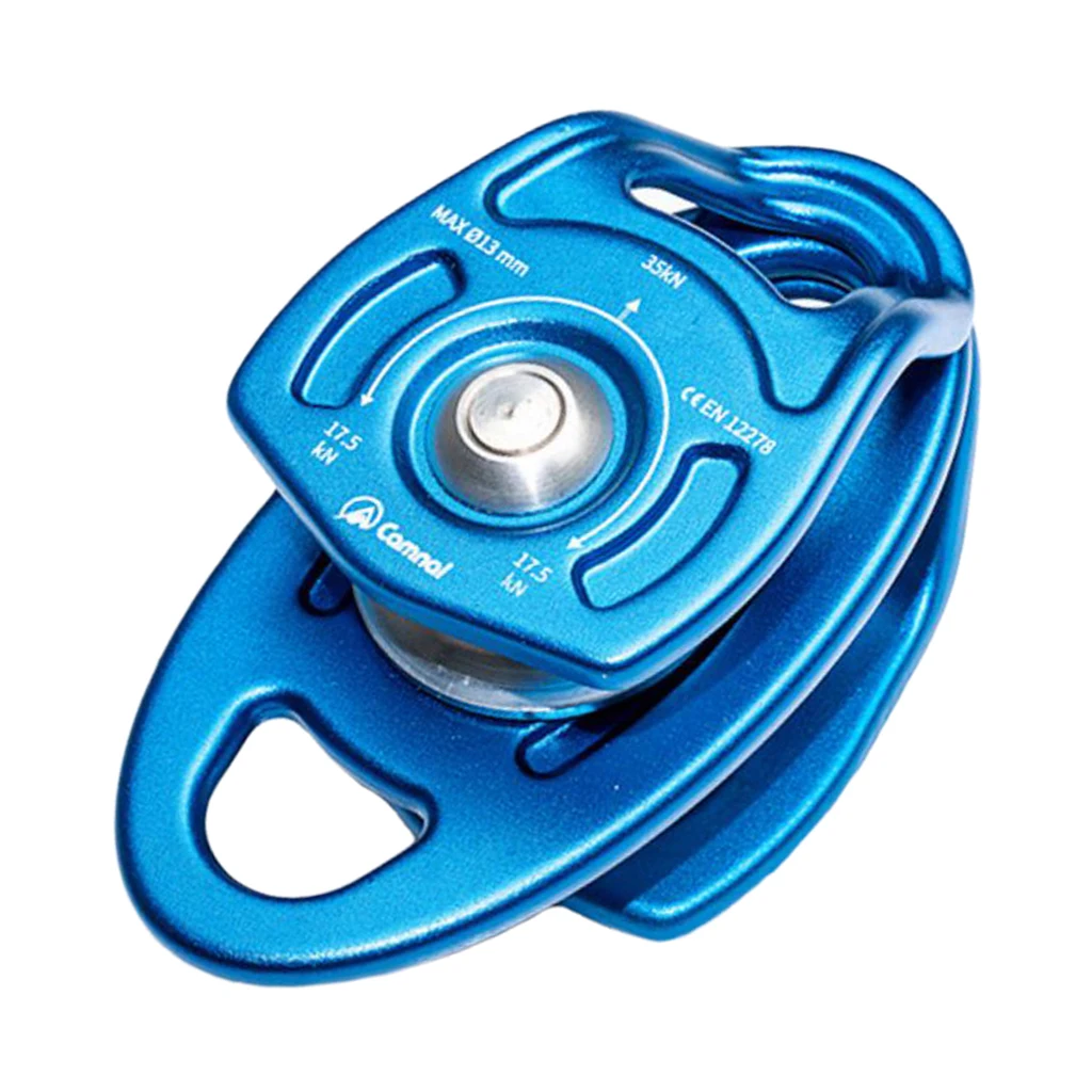 35KN Swing Climbing Double Pulley for Caving Rock Climbing Rappelling Dragging Sheaves Climbing Arborist Equipment