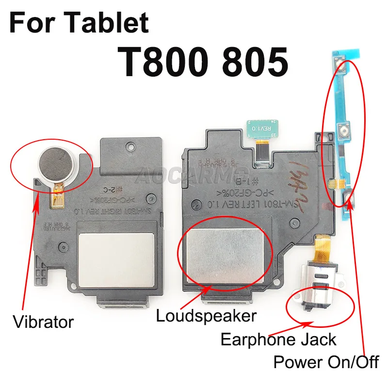 Aocarmo For Samsung Galaxy Tab T800 T801 T805 Loudspeaker With Vibrator Power On/Off Volume And Earphone Headset Jack Flex Cable