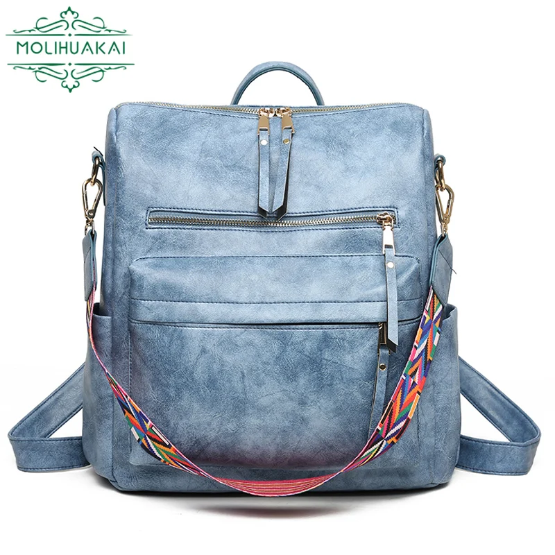 8 kolor kobiety miękkie skórzane plecaki Vintage kobiece torby na ramię Sac a Dos Casual Travel Ladies Bagpack Mochilas torby szkolne