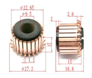 22.65*9.5*18.8mm 24pCopper Bars Alternator Electric Motor Commutator  for Mini Drill On Armature Commutat SY-1641