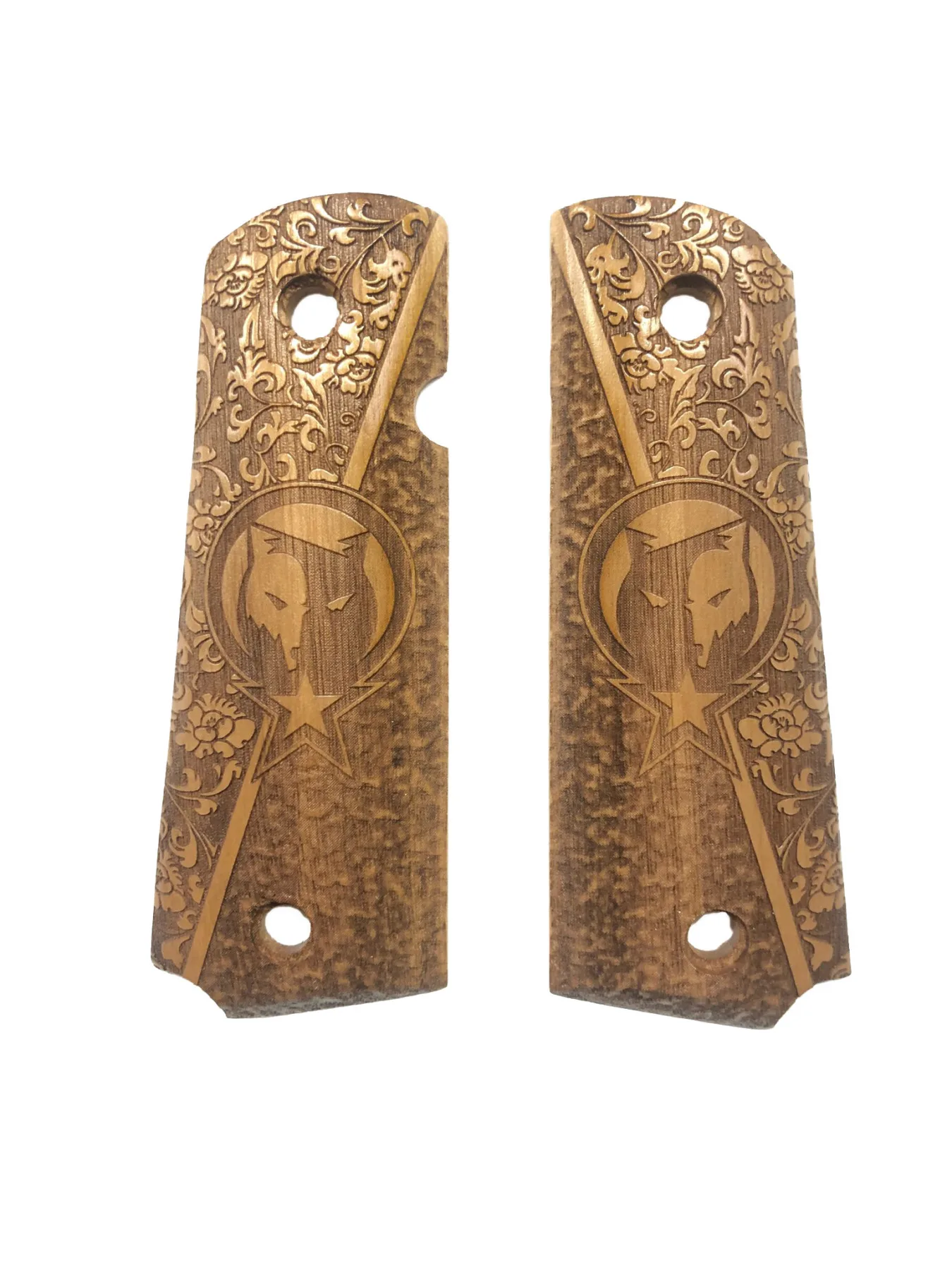 

Colt 1911 Compatible Moon Star and Wolf Model Special Pattern Laser Cut Wooden New Design Grips Mod35 Şaftol Painting