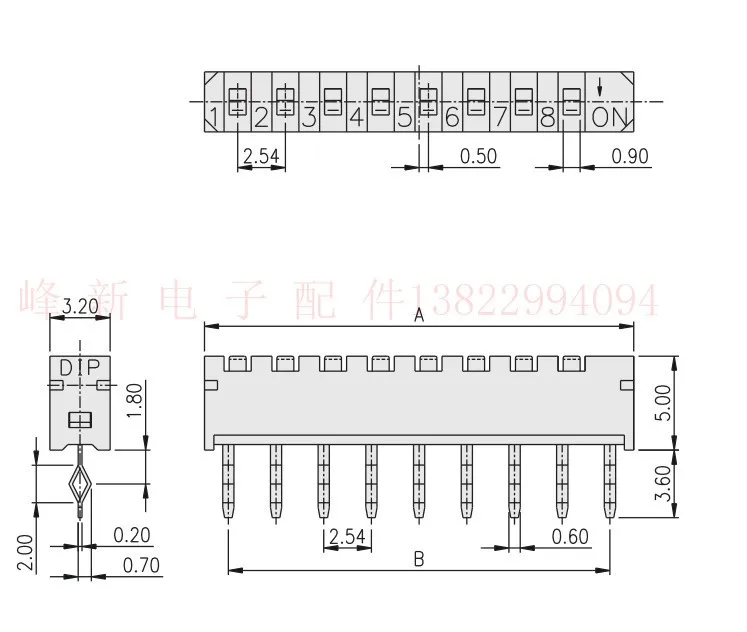 Taiwan SIP-02T-V kleine miniatur flache dünne 2-digit DIP schalter, digitale codierung programm 3-pin schalter