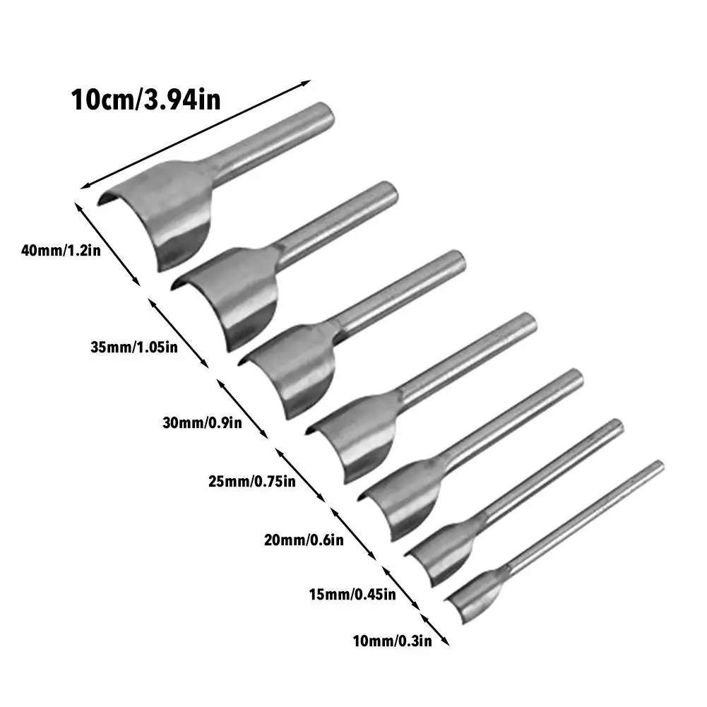 7PCS/Set Leather Craft Half-Round Cutter Punch Tools Cut Craft Punch Belt End Cutter Sewing Tool 10 - 40mm