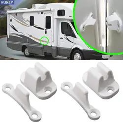 Soporte de Clip de retenedor de captura de empuje para puerta principal de caravana, accesorios de nailon blanco, 2 unidades