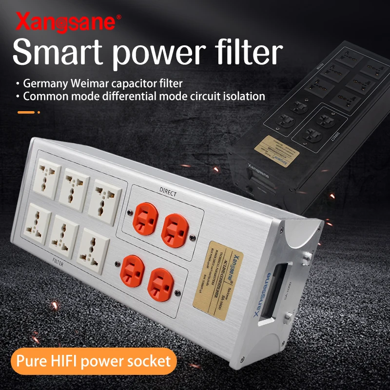 Xangsane US/Universal hifi power filter Capacitor Lightning Shock Absorber Smart Hifi Power strip Socket Power outlet