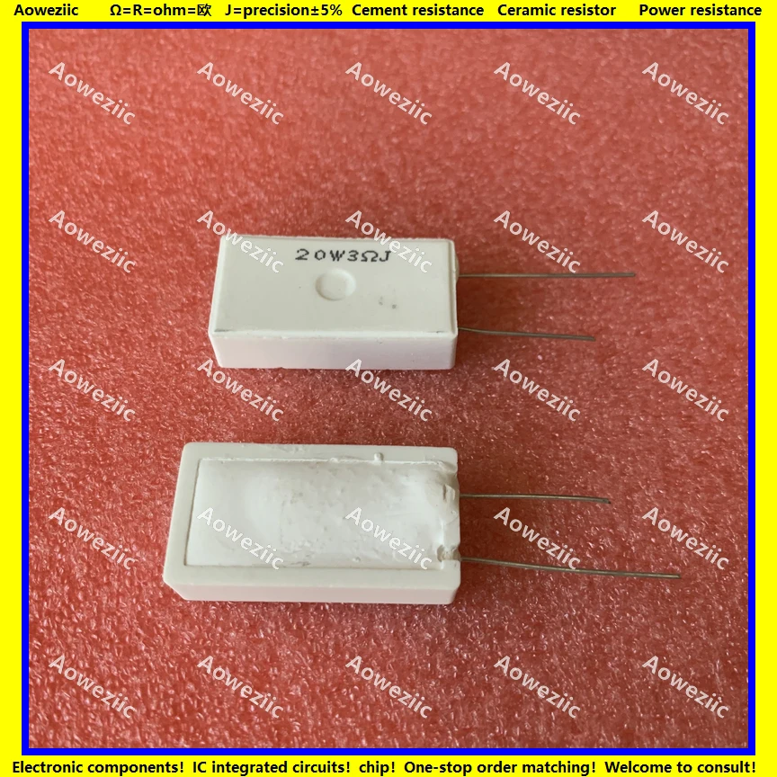 

10Pcs 20W3RJ RX27-5 Vertical Cement Resistance 20W 3 ohm 3R 3RJ 20W3R 20W3ohm Ceramic Resistance precision 5% Power resistance