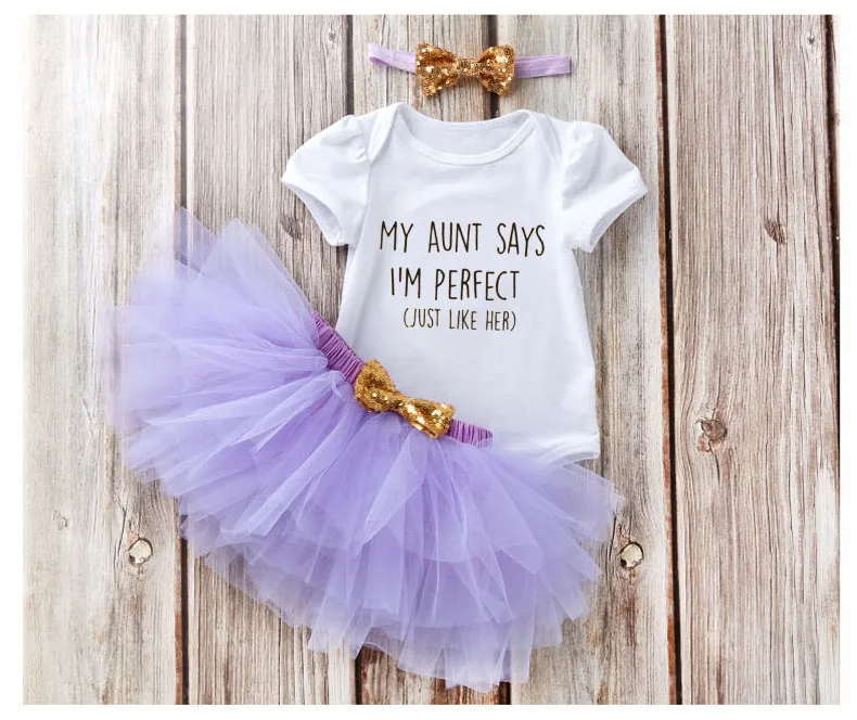 

My Aunt Says I'm Perfect Baby Girl Outfit Set Custom Print on Newborn Clothes 2021 Funny Aunt Trendy Baby Shirts Casual