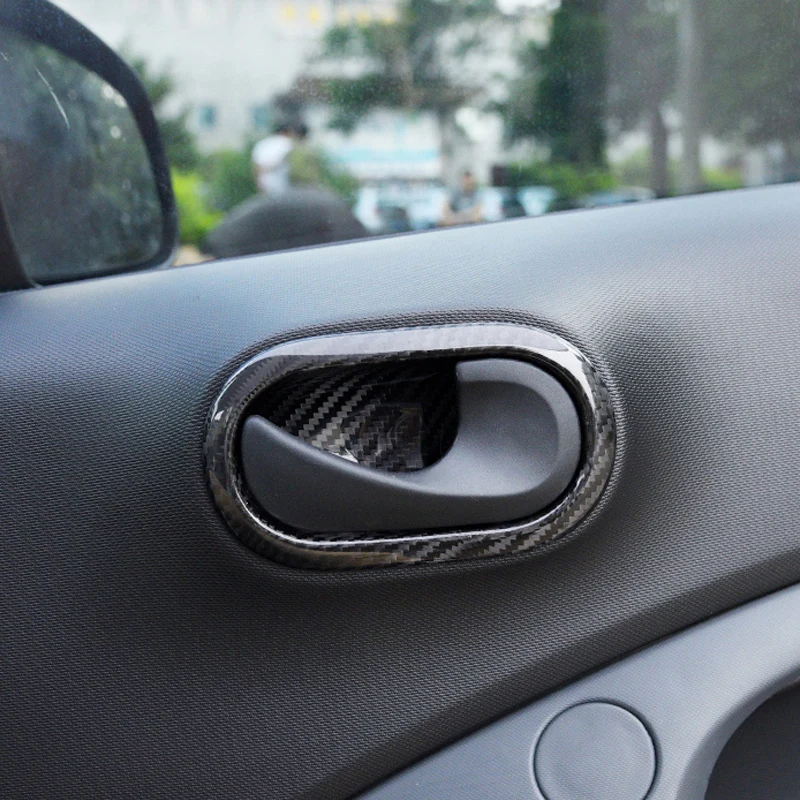 For Mercedes Smart fortwo forfour 453 Carbon Fiber Decoration Cover Styling Accessories Interior Door Handle Protection Shell