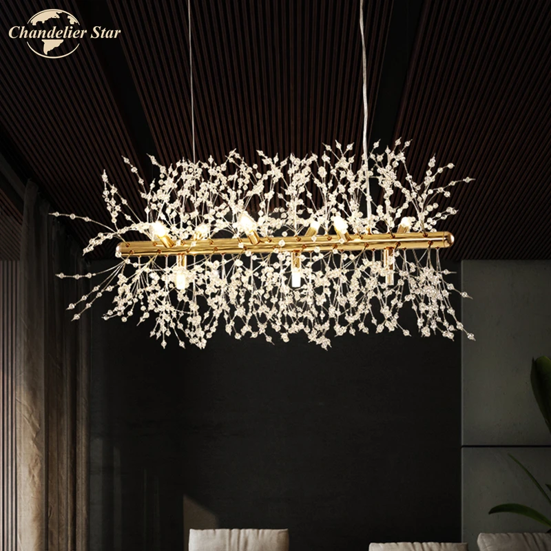 Dandelion LED Chandeliers Lighting Modern Crystal Pendant Chandeliers Lighting Fixture Lamp for Living Room Kitchen Bedroom