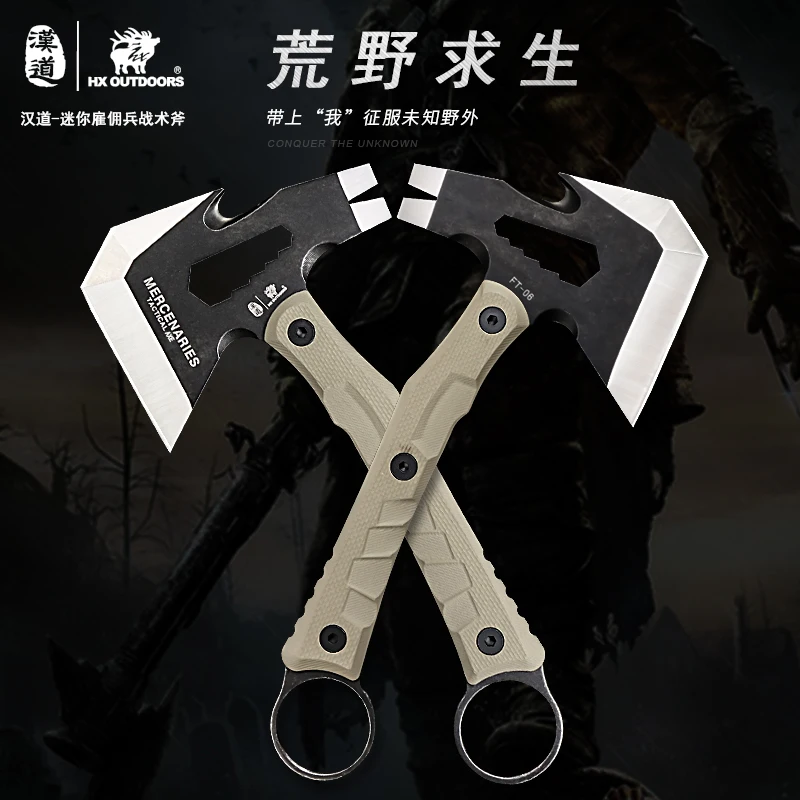 HX OUTDOORS Tactical Axe ,Csgo Cool Camping Axes Survival Hand Hunting Tool,Kitchen Tools Gift For Man Kydex Sheath Dropshipping