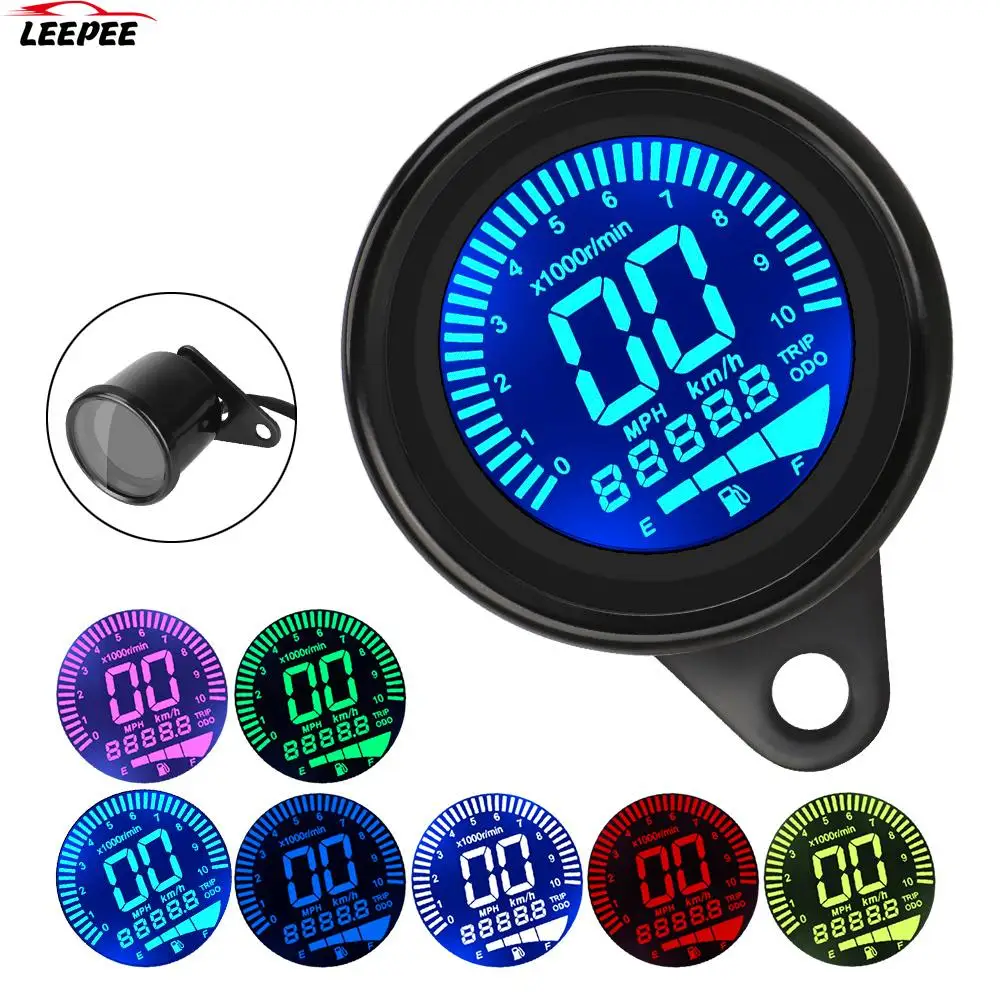 7colors Motorcycle Speedometer Gauge Tachometer LED Indicator Digital Odometer Meter Scooter Pit Dirt Bike Motorbike Accessories