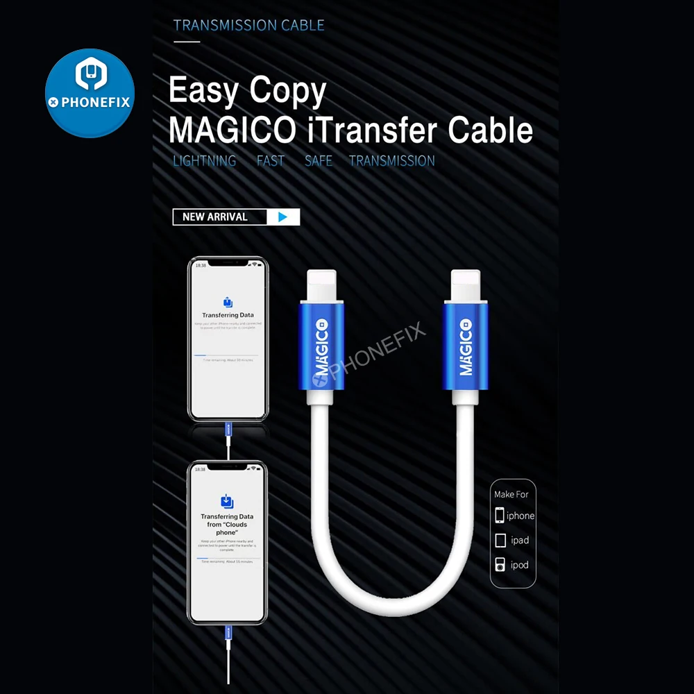 

MAGICO Lightning To Lightning OTG Cable Data Picture File Transfer Easy Copy MAGICO iTransfer Cable For iPhone 8-12 Pro for ipad