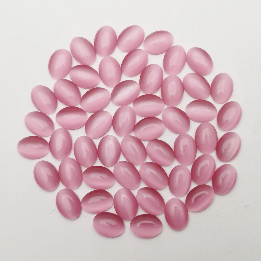 Wholesale 13x18mm pink cat eye stone  Cabochon cab Oval Bead stone Necklace and ring accessories no hole 24Pcs/lot wholesale