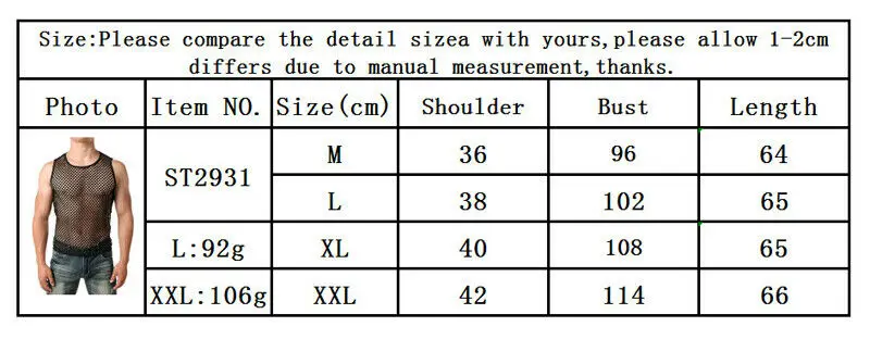 Men\'s Mesh Sheer T-shirt Gym Training Sleeveless Tops Sexy Fish Net Muscle Tee Clubwear M-XXL