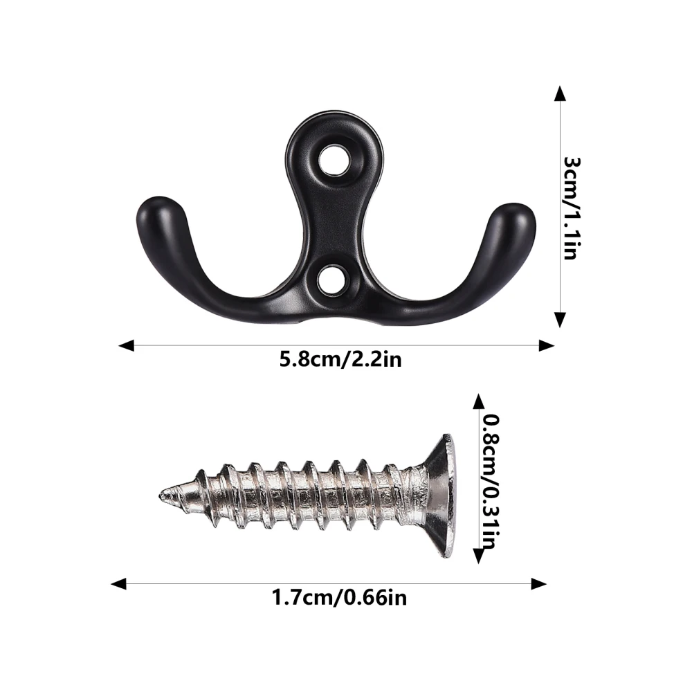 Ganchos de doble punta para ropa, ganchos de aleación de Zinc Retro de alta resistencia con 8 tornillos de pared de acero inoxidable, 4 Uds.