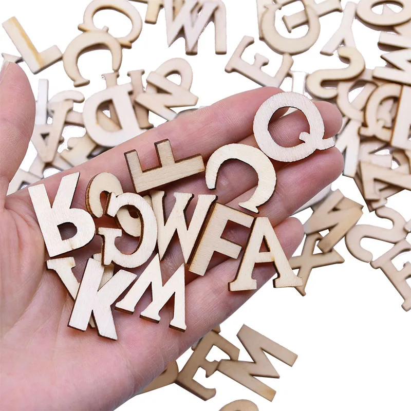 100ชิ้น/เซ็ตตัวอักษรผสมคำไม้จำนวนตัวอักษร DIY ส่วนบุคคลชื่อ Design Art Craft Home Decor