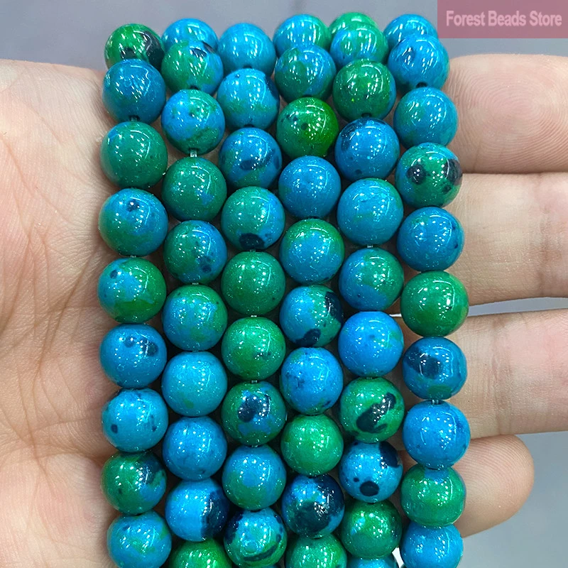 Natural Stone Chrysocolla Round Beads 15