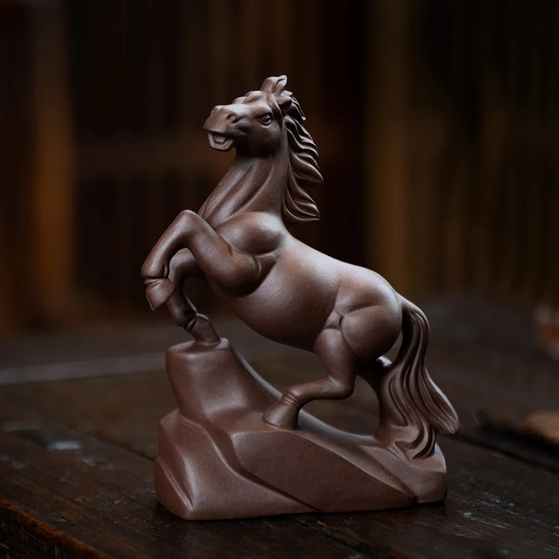 

PINNY Purple Sand Horse Ornaments Handmade Ceramics Horse Sculptures Home Decoration Accessories Modern