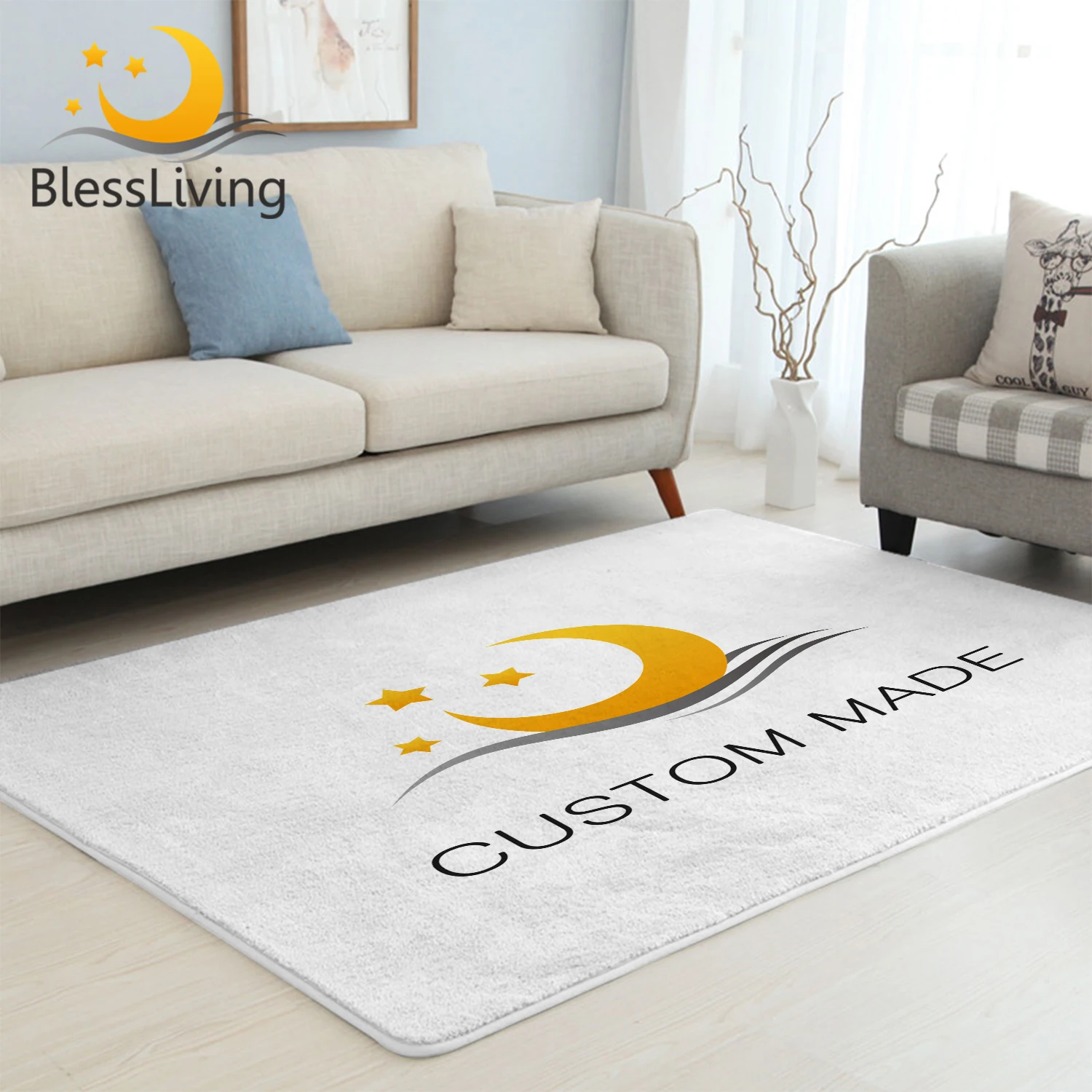 

Blessliving Carpets for Living Room Print on Demand Large Mat Non-slip Custom Made Customized Area Rugs For Bedroom 152x244cm