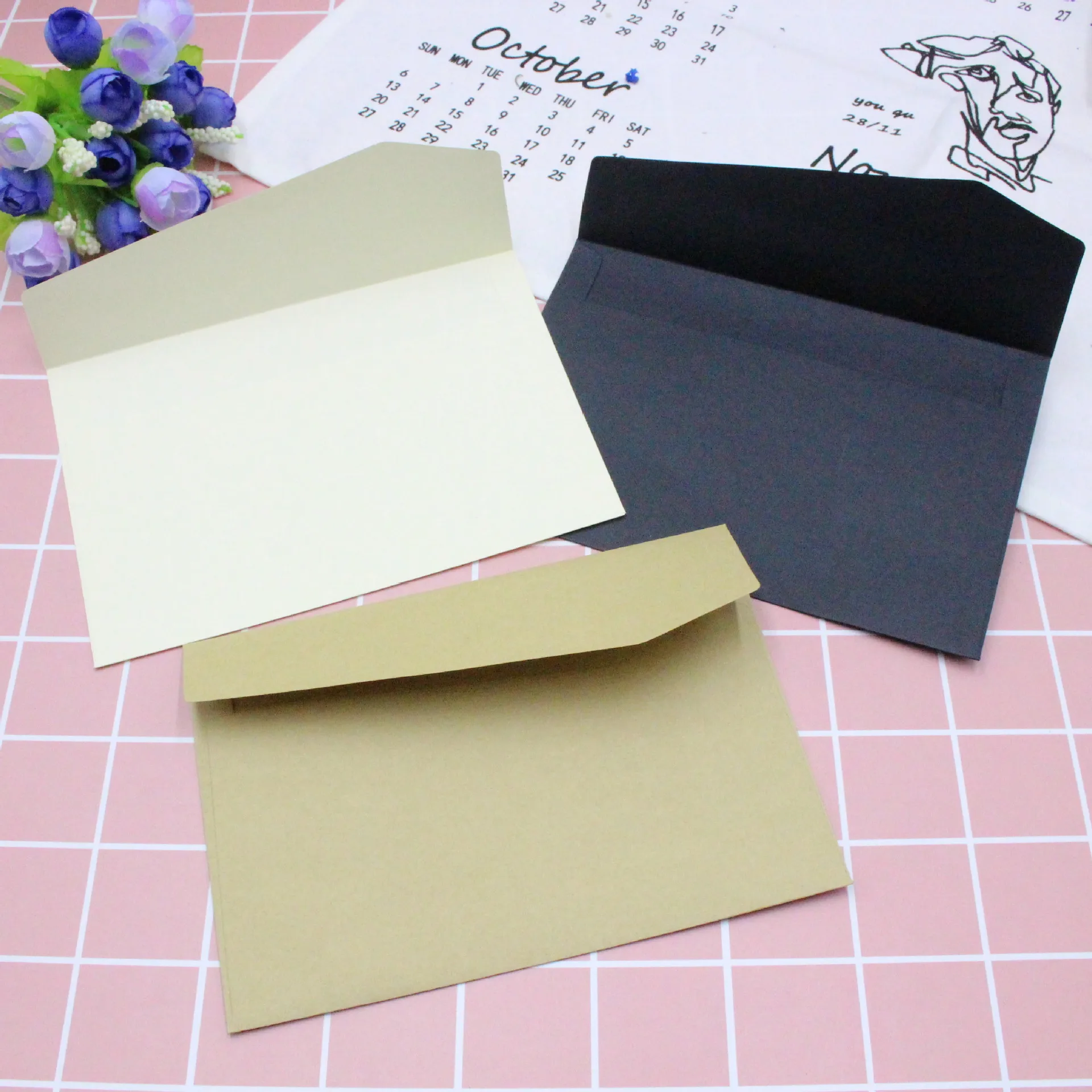 10PC Classical White Black Kraft Blank Mini Paper Window Envelopes Wedding Invitation Envelope Gift Envelope