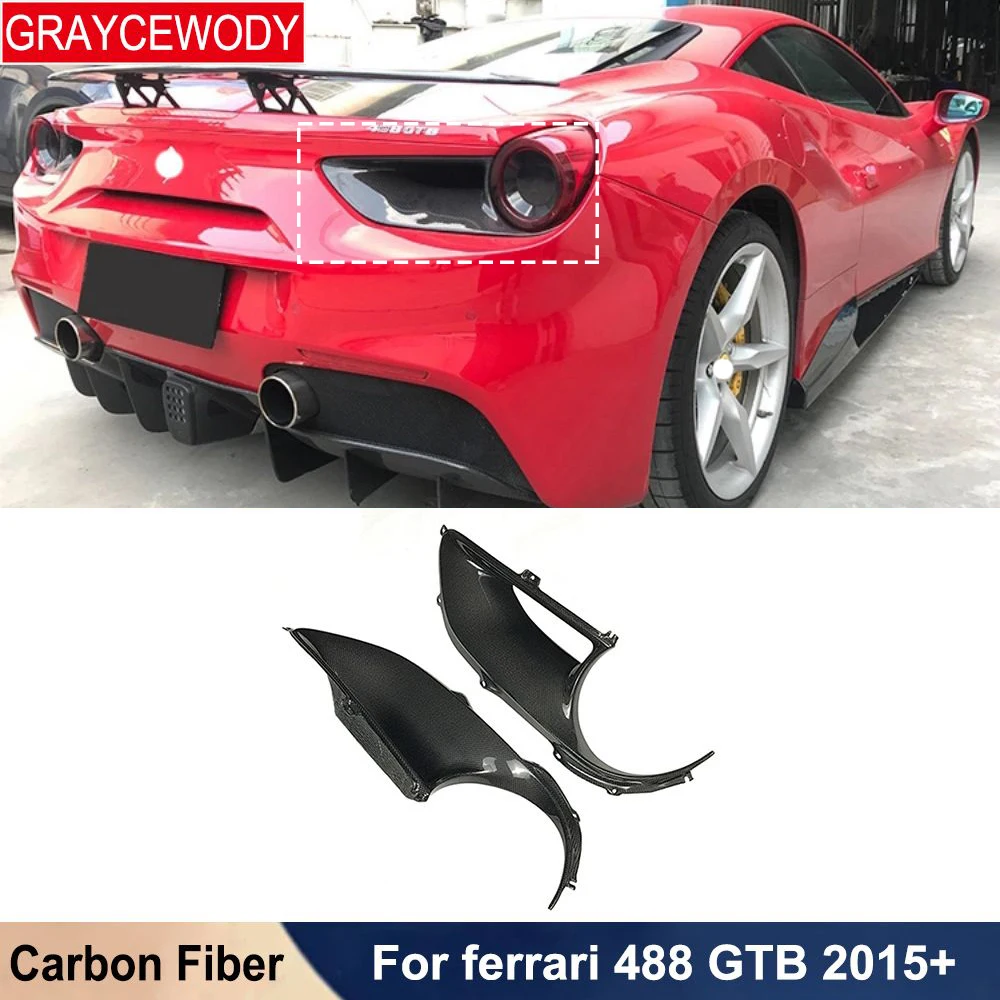 

Real Carbon Fiber Car Fog Lamp Frame Air Vents Protector For Ferrari 488 GTB 2015+ Tuning