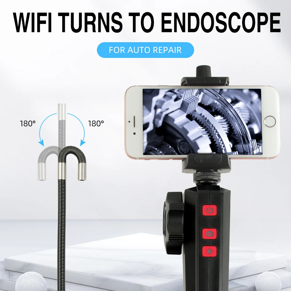 HD 1080P 6MM/8MM 180 Degree Steering Industrial Borescope Endoscope Camera Car Inspection Camera With 6LED For Iphone Android 1M