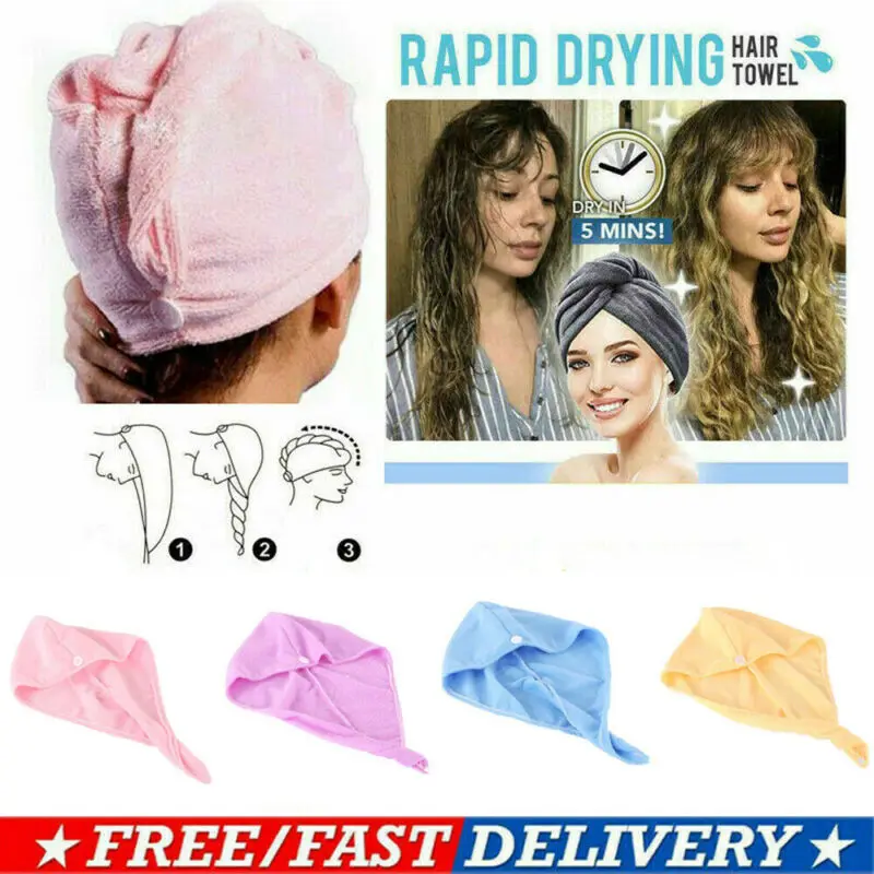 Limit 100 LARGE QUICK DRY MAGIC HAIR TURBAN TOWEL MICROFIBRE HAIR WRAP BATH TOWEL CAP HAT