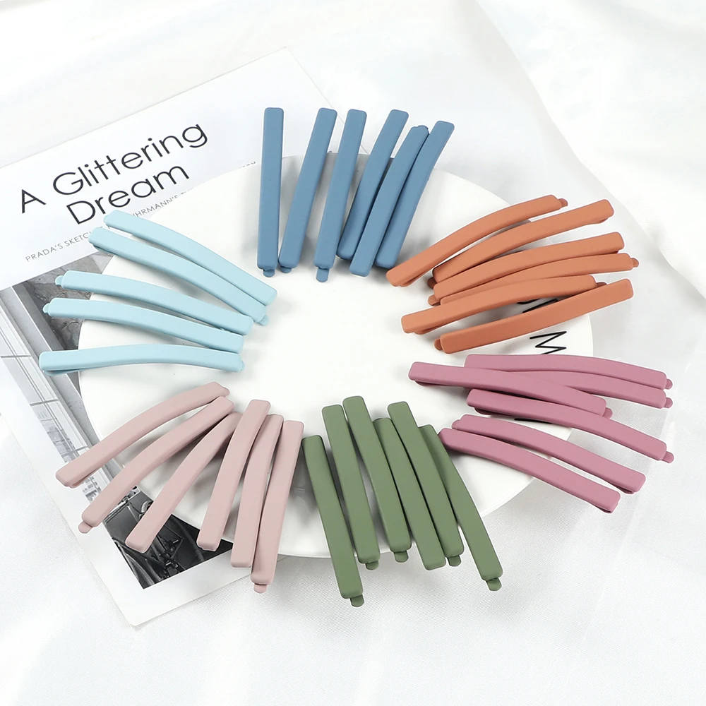 10Pcs Sweet Hair Clip Accessories Candy Colors Simple Basic Hairpins Trendy Colorful Matte Barrette Headwear Gift For Women Girl