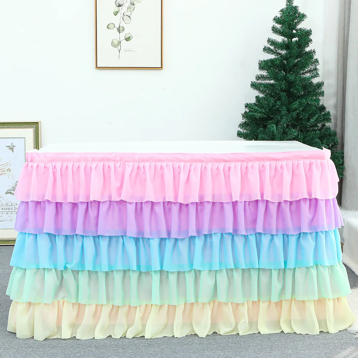 Wedding Party Tutu Tulle Table Skirt Cover Tableware Cloth Baby Shower Party Home Decor Table Skirting Birthday Party