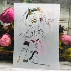 A4 29cm Anime Zero Two Darling In The FranXX Girl DIY Layering Stencils Painting Scrapbook Coloring Emboss Album Decor Template