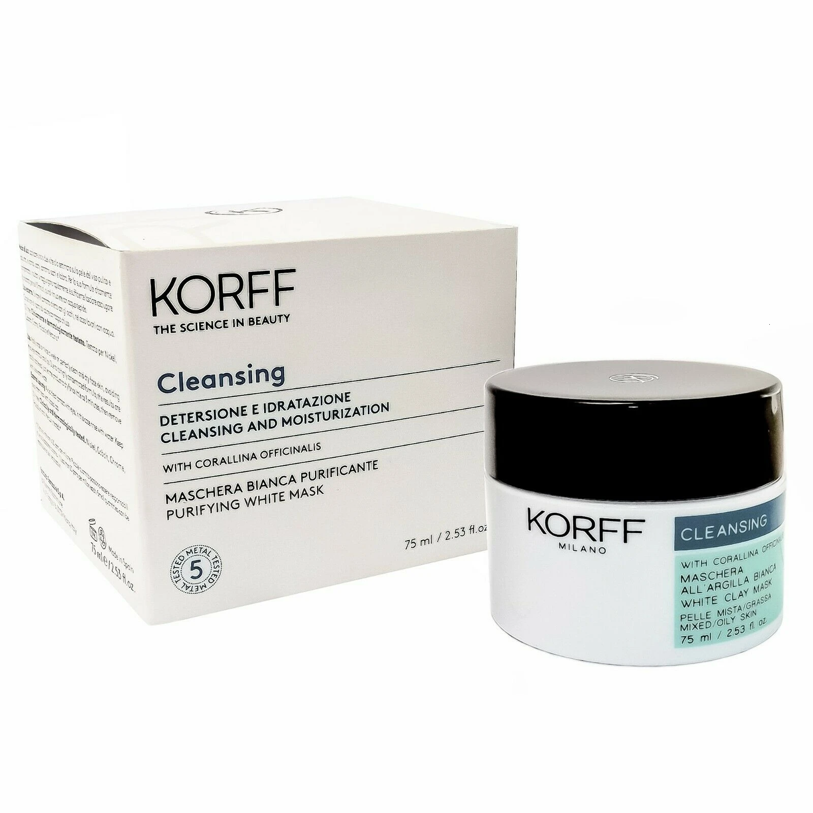 KORFF MASCHERA ARGILLA BIANCA PURIFICANTE DETERGE IDRATAZIONE PELLI MISTE - 4143