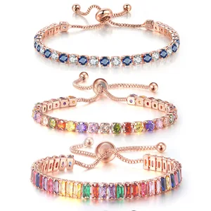 Adjustable Multicolor Tenis Gelang untuk Wanita Wanita Pernikahan Rainbow Colorful Zircon Pesona Gelang Rantai Tangan Perhiasan DZH043 10 perhiasan pelangi penjualan terbaik - №