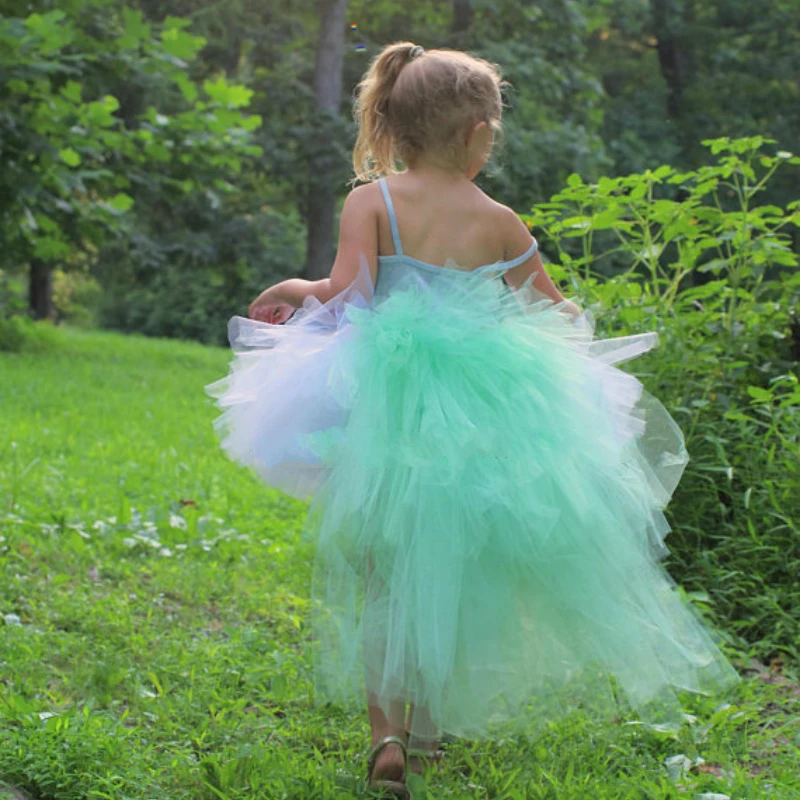 Girls Aqua Unicorn Trailing Tutu Skirts Kids Layers Tulle Pettiskirt Underskirt Children Ballet Dance Skirts Party Costume Tutus