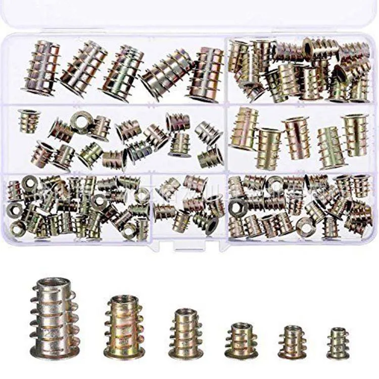 

100pcs Furniture Internal and External Teeth Nut Hex Socket Screw Inserts Wood Screw Insert Nuts Hex Drive M4-10 Threaded