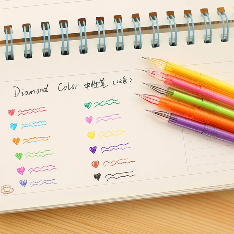 JONVON SATONE 12pcs Korean Stationery Diamondmax Fresh Colorful Candy Color Diamond Pen 12 Resurrect 0.5mm Multicolour Gel Pens