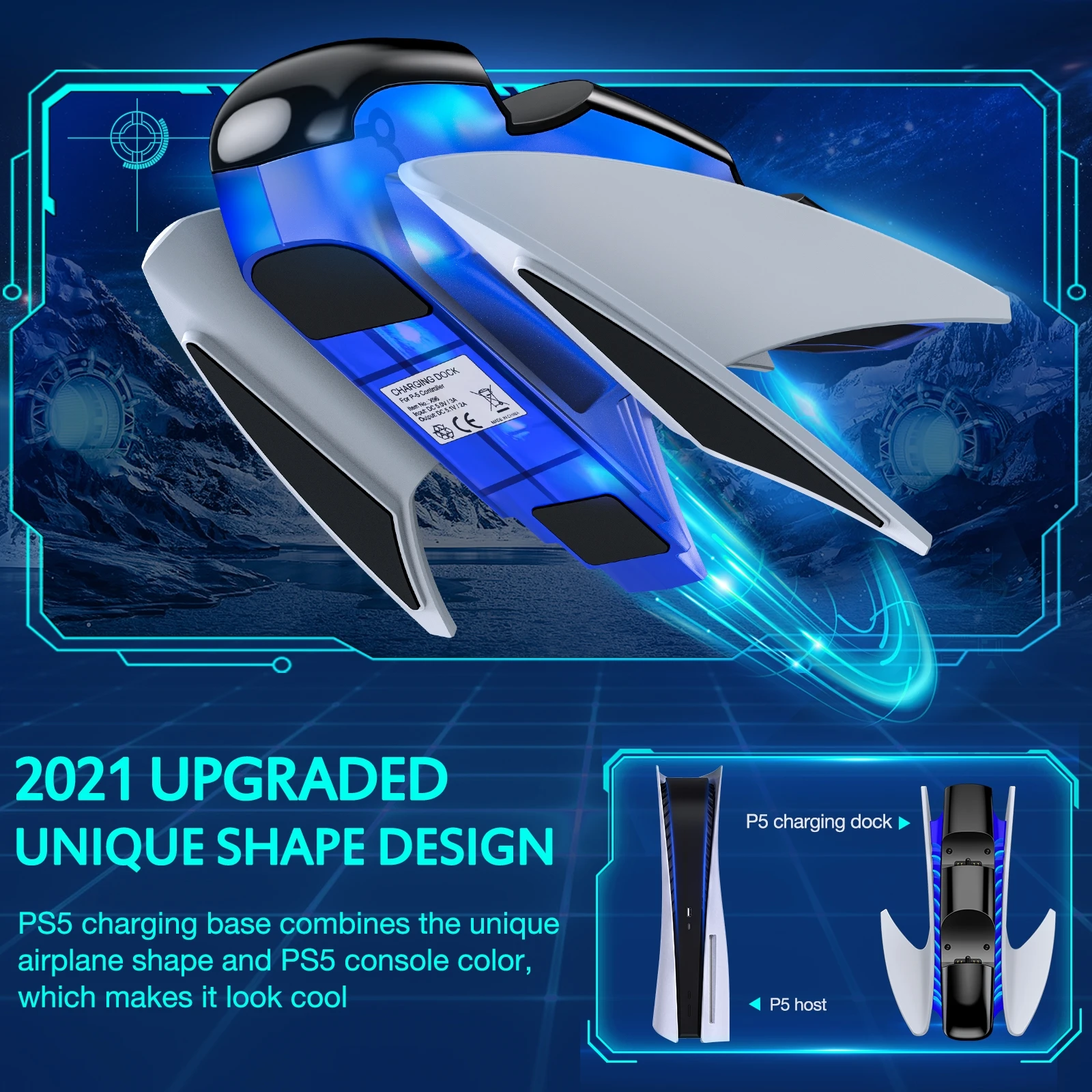 BEBONCOOL-شاحن سريع لوحدة تحكم PS5 ، وحدة تحكم بلاي ستيشن 5 ، لوحة ألعاب ، محطة شحن من النوع C