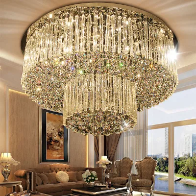 

Free shipping new design 2 layers crystal lamp Dia800*H360mm modern lustre crystal chandelier hotel lobby light