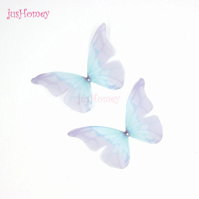 

100PCS Single Piece Organza Butterflies w/Hole Pink Blue Chiffon Butterflies for Butterfly Earrings, DIY Jewelry Making