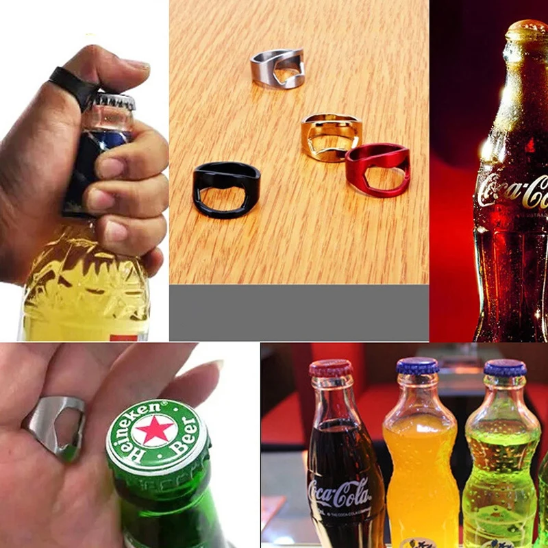 1Pcs Multi-function Opener Portable Stainless Steel Colorful Ring-Shape Opener Beer Bottle Remover Kitchen Gadgets Bar Tool