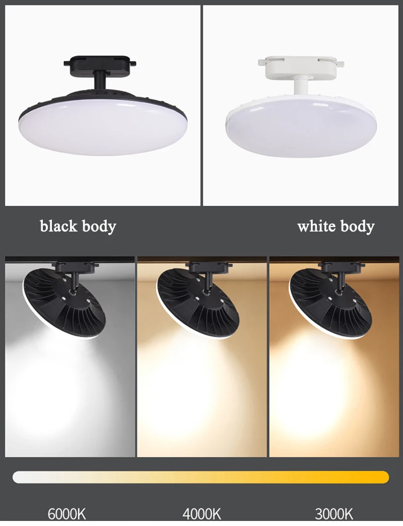 High Quality Led Track Lights High Lumen Ra85 Smd2835 Spot Light 18w 24w 36w 50W Track Lighting Housing 2 Wire No Flicker