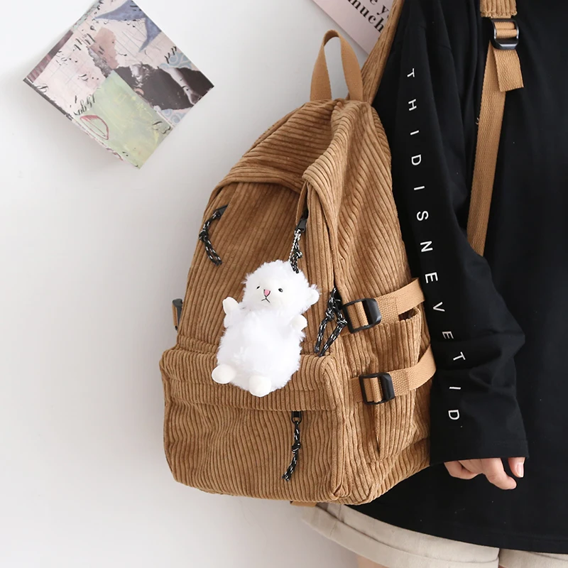 Couple New Corduroy Women Backpack Female Korean Shoulder School Bag for Teens College Women\'s Travel Backpacks Laptop Computer