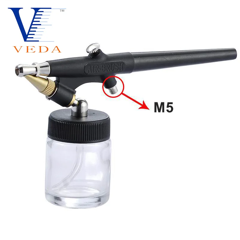 0.8Mm Nozzle Airbrush Set 22cc Single-Action Externe Mix Siphon Feed Airbrush Set Met 0.8Mm Tip En 1/8 "Of M5 Luchtinlaat