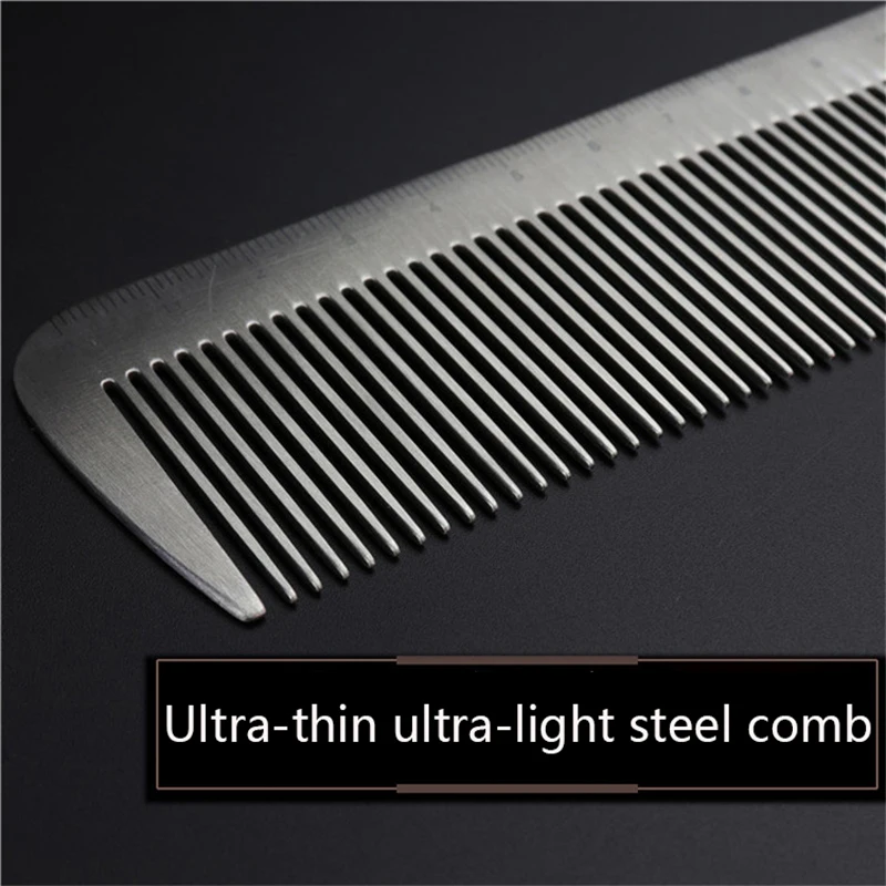 stainless steel comb professional ultra-thin metal hair cutting comb hairdressing steel comb flat head comb dedicated