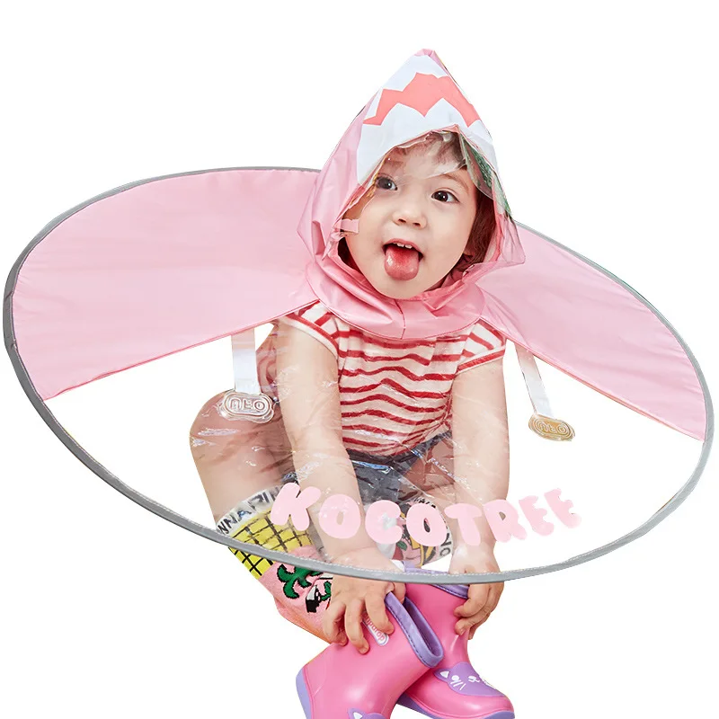 UFO Raincoat Net Celebrity Children's Raincoat Boys And Girls Cloak-style Poncho Baby Umbrella Hat Kindergarten Kids Students