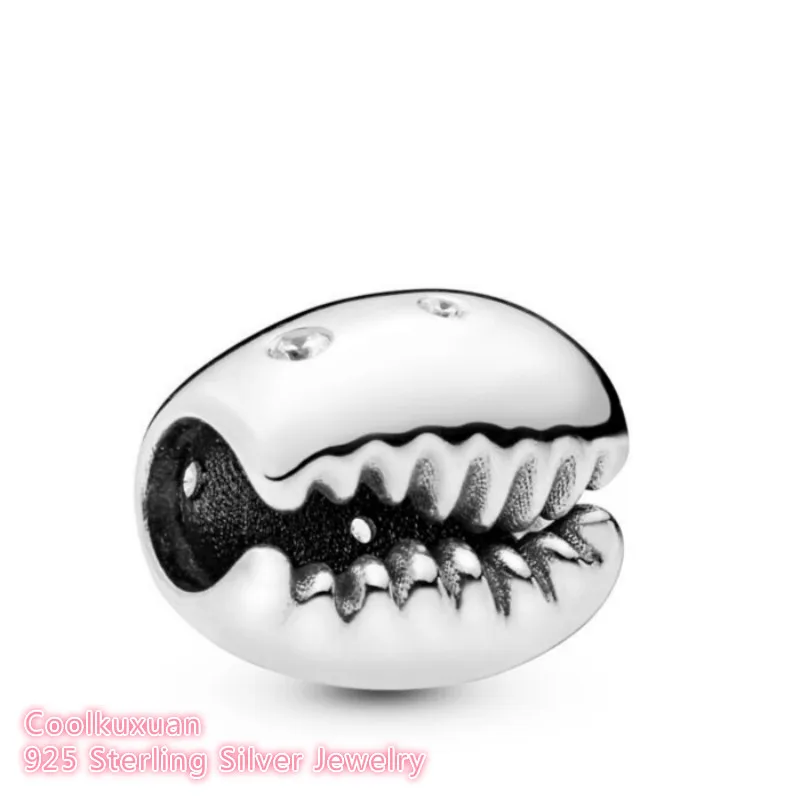 

Summer 100% 925 Sterling Silver Sparkling Coffee Bean Shell Charm beads Fits Original Pandora bracelets Jewelry Making