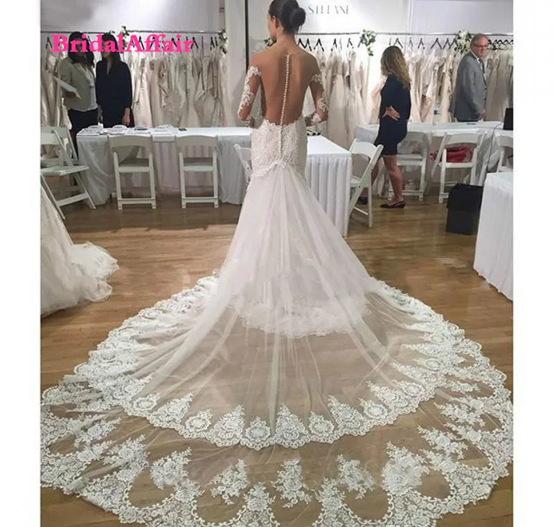 Sexy Mermaid Wedding Dress Stunning White Lace Long Sleeves Garden Summer Formal Bridal Gown Plus Size Custom Made