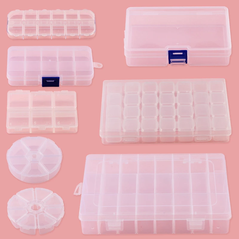 1-28 Grids Compartment  Plastic Storage Box pearls Square diamond painting Jewelry Bead Case Display Organizer Container