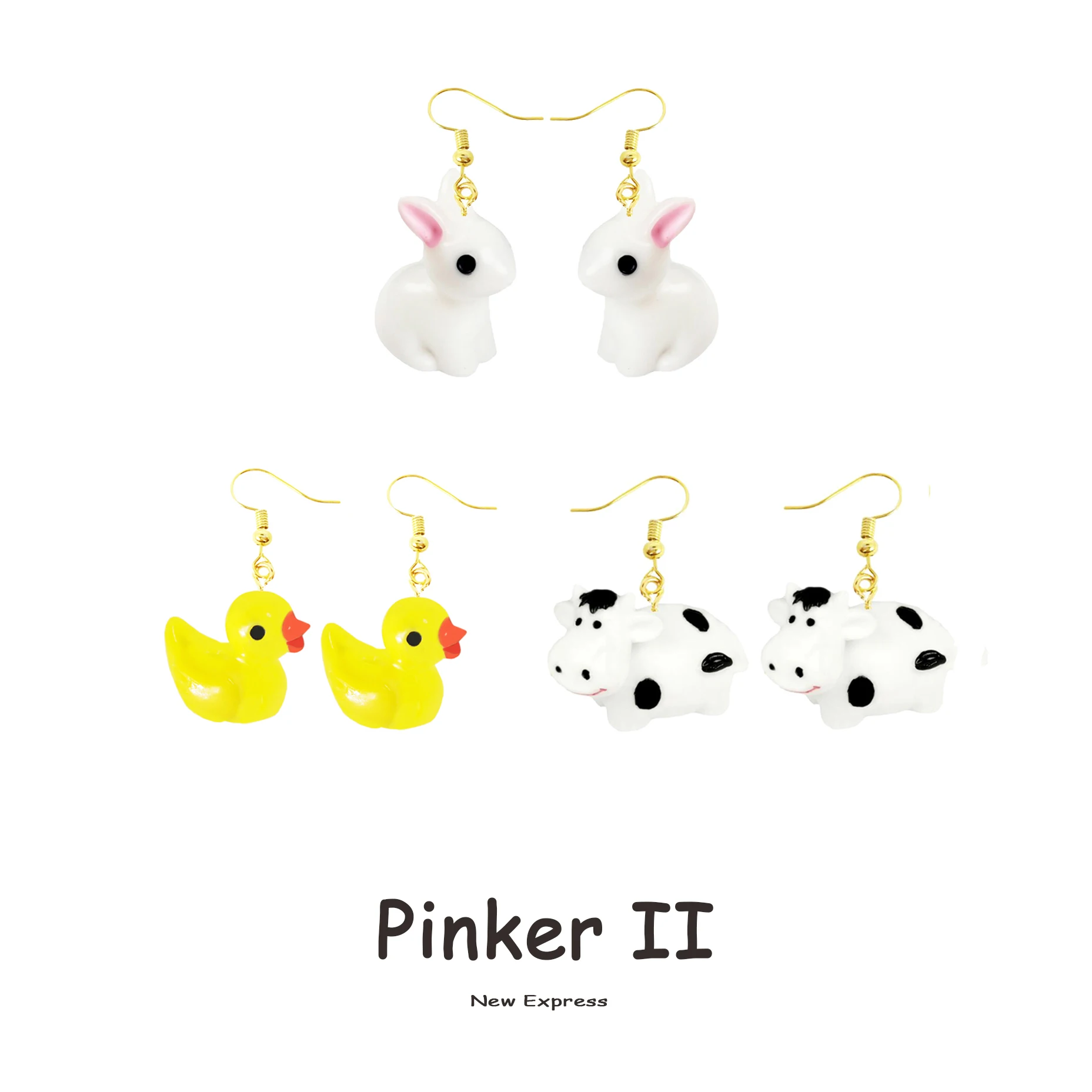 30 Style Earrings For Women Girls 3D Birthday Lovely Jewelry Duck Rabbit Animal Cow Flamingo Kids Children's friendship Gift