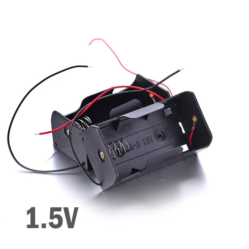 DIY Battery Storage Box Case 1 Slot Rechargeable 1.5V D Size Battery Storage Holder Cell Spring Clip Design with Lead Wires